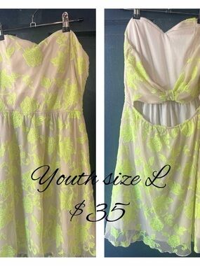 Youth Neon Yellow Floral Overlay Dress
